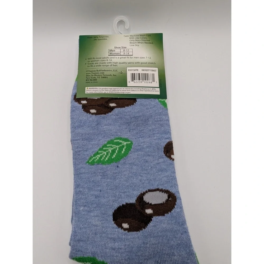 Junior Mints Candy Socks One Size Men's US Size 7-12 Blue Crew NWT